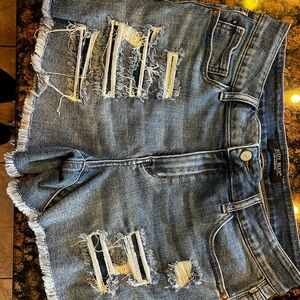 Judy Blue High-Waisted Distressed Jean Shorts Blue